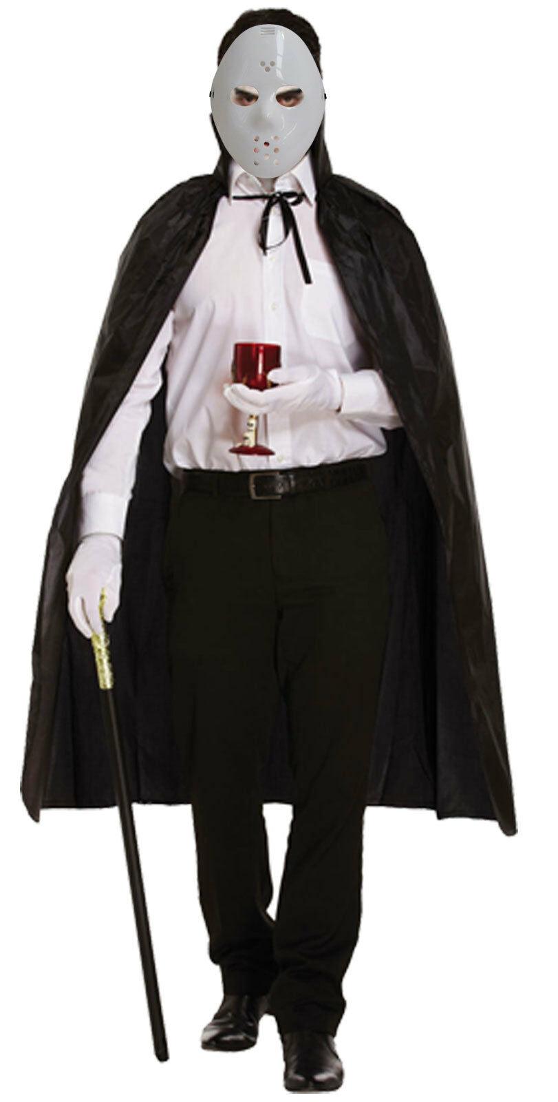 Halloween Horror Hockey Half Face Mask with Long Cape Scary Party Outfit - Labreeze