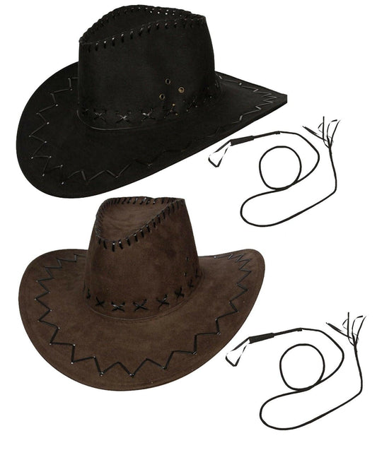 Indiana Jones Sue Look Cowboy Hat Bull Whip Wild Western Fancy Dress Mens - Labreeze