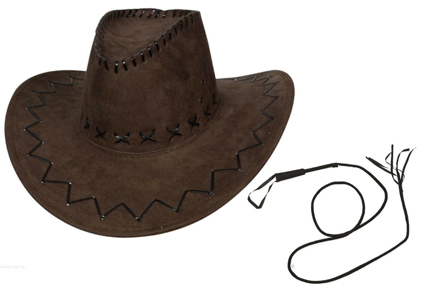 Indiana Jones Sue Look Cowboy Hat Bull Whip Wild Western Fancy Dress Mens - Labreeze