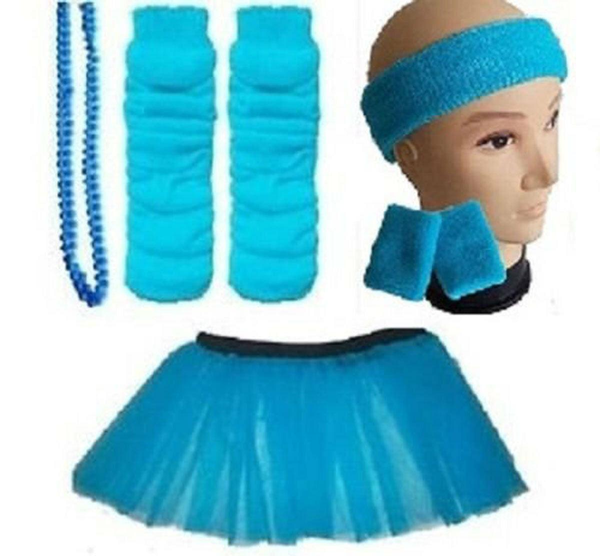 Kids 8-12 Years - Neon Tutu, Headband, Wristbands, Legwarmers & Beads Necklace - Labreeze