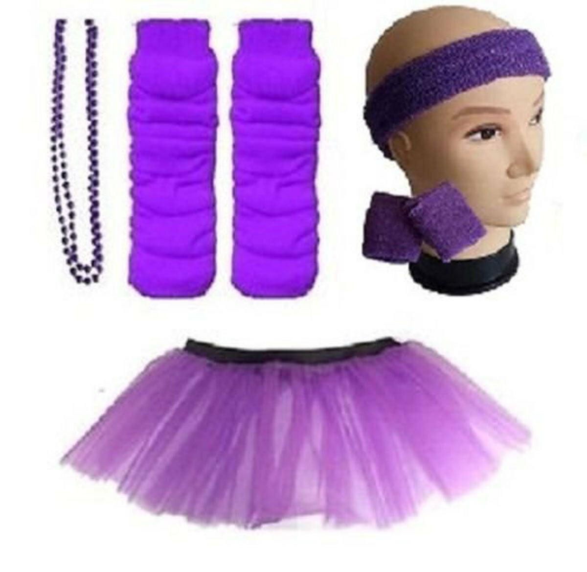 Kids 8-12 Years - Neon Tutu, Headband, Wristbands, Legwarmers & Beads Necklace - Labreeze