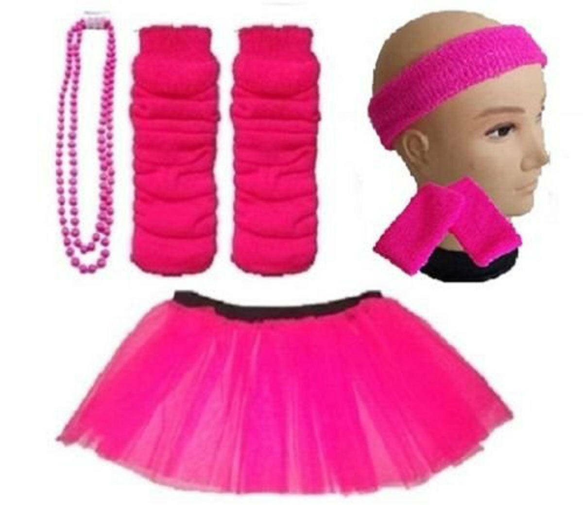 Kids 8-12 Years - Neon Tutu, Headband, Wristbands, Legwarmers & Beads Necklace - Labreeze