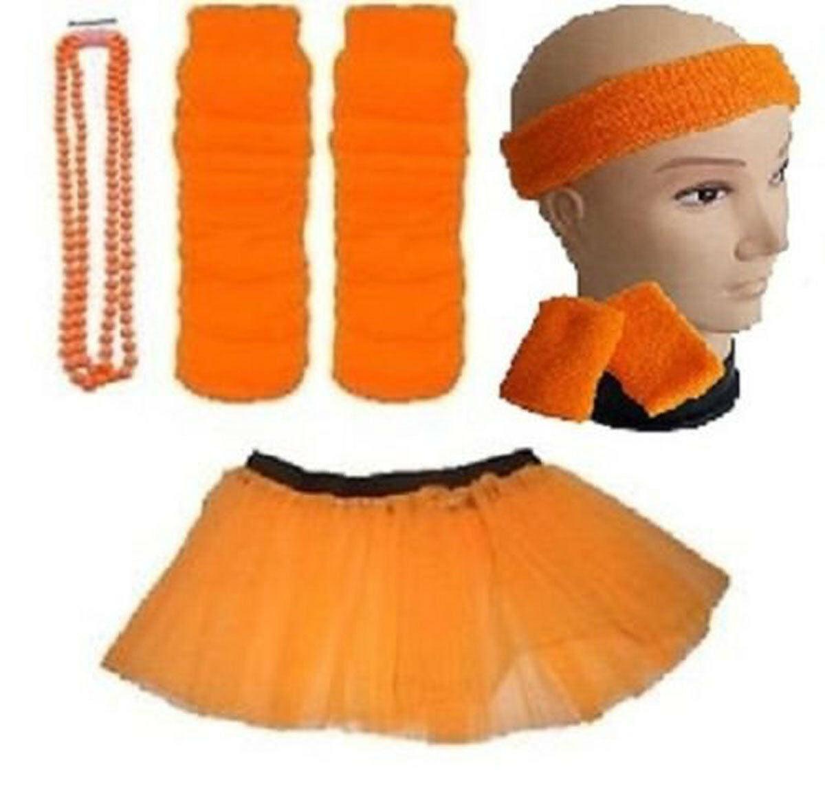 Kids 8-12 Years - Neon Tutu, Headband, Wristbands, Legwarmers & Beads Necklace - Labreeze