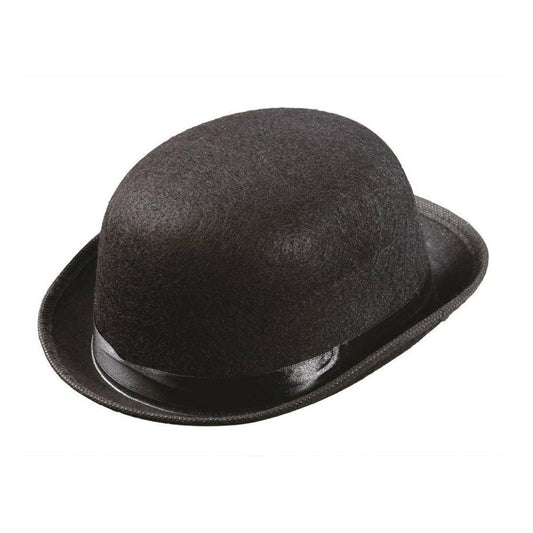 Kids Boys Black Bowler Satin Felt Hat Gentleman World Book Day Fancy Dress - Labreeze