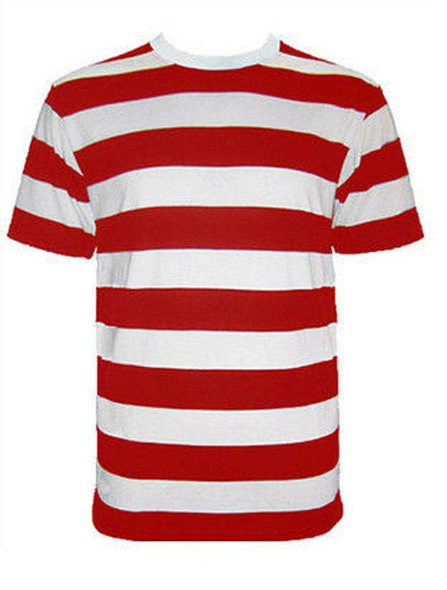 Kids Boys Red&White Striped T-Shirt Hat Glasses Book Day Fancy Dress Costume LOT - Labreeze