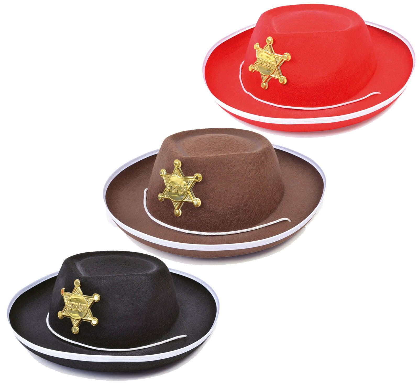 Kids Children Cowboy Felt Hat Wild West Sheriff Hat Fancy Dress Accessory - Labreeze