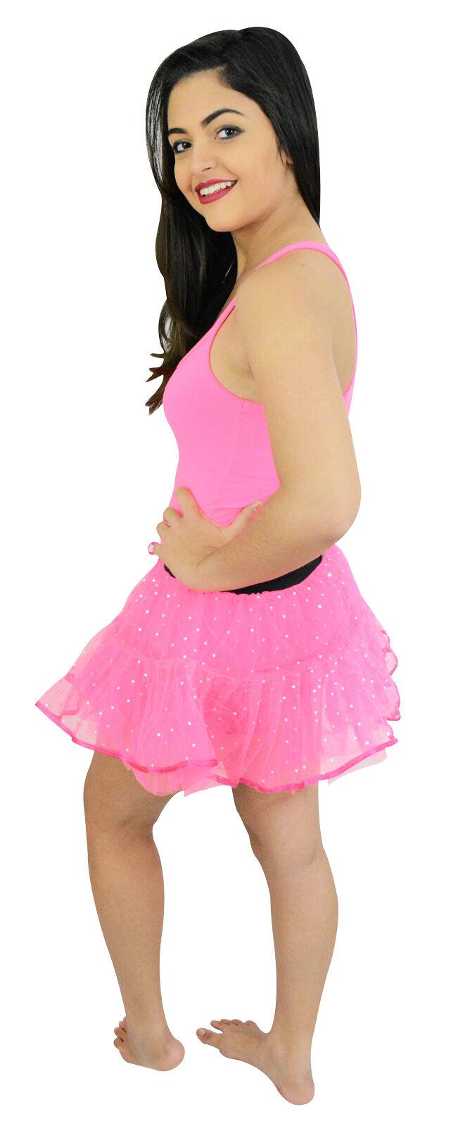 Labreeze Ladies Pink Sequin Tutu Skirt Elasticated Waist Hen Night Fancy dress - Labreeze