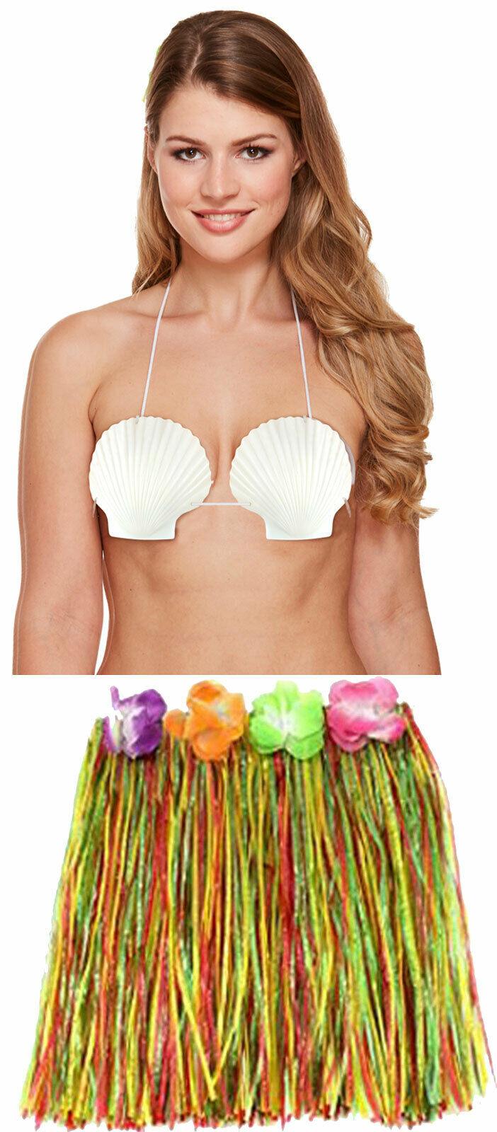 Ladies Multi Hula Skirt 40 cm 4 Pcs Lei Flower Bra Hawaiian Beach Part –  Labreeze Ltd