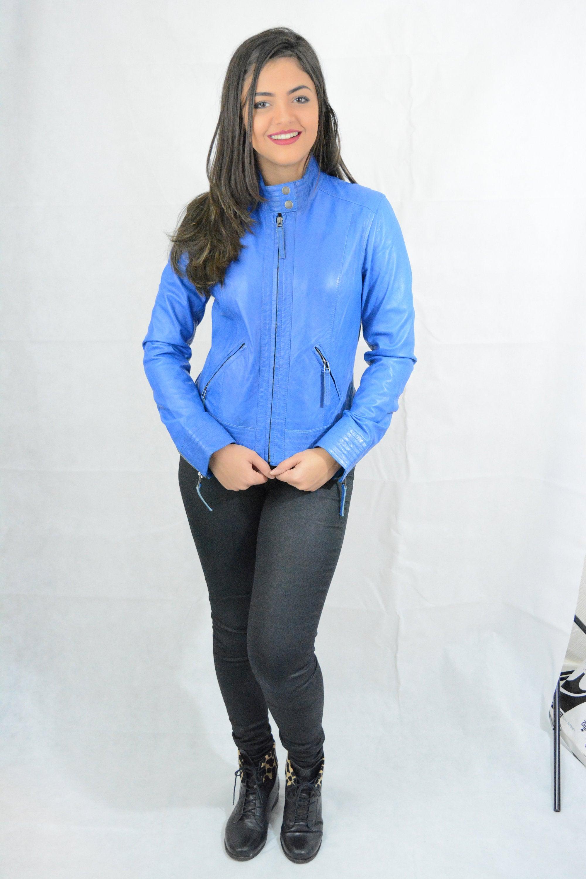 Royal blue biker outlet jacket