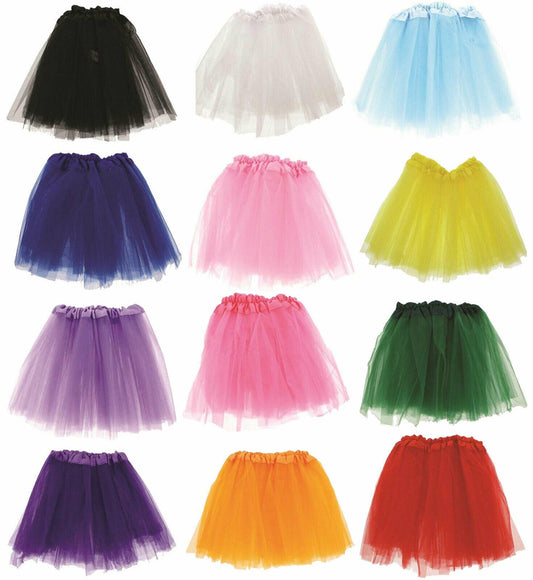 Ladies Girls 2 Layered Tutu Net Skirt with Satin Band 1980’s Party Fancy Dress - Labreeze