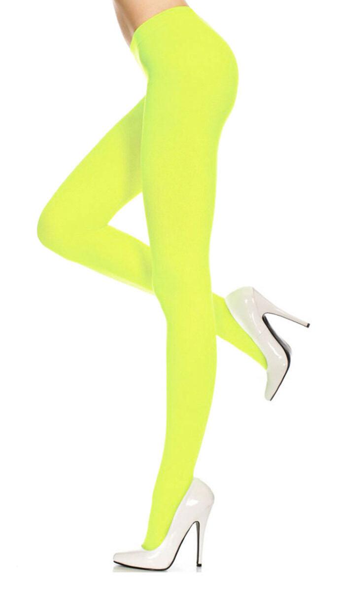 Ladies Girls Neon Colour Plain Opaque Tights Fancy Dress Accessory - Labreeze