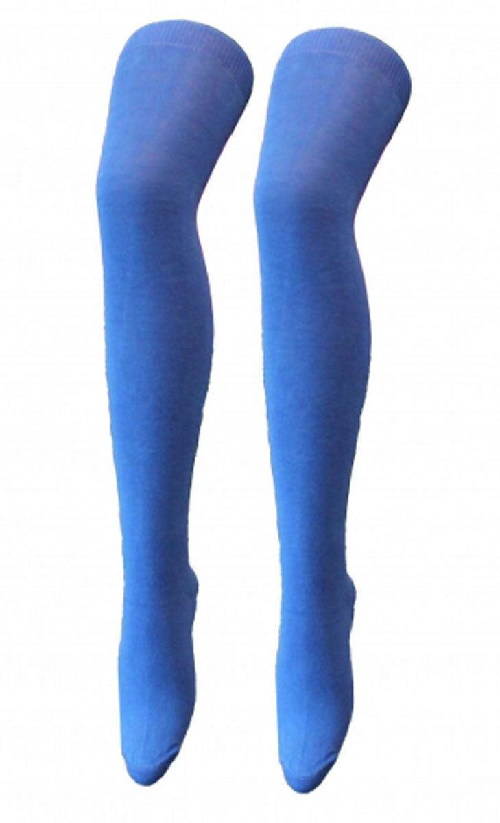 Ladies Girls Over the Knee Socks Thigh High Stretchy Lycra Cotton OTK Socks - Labreeze