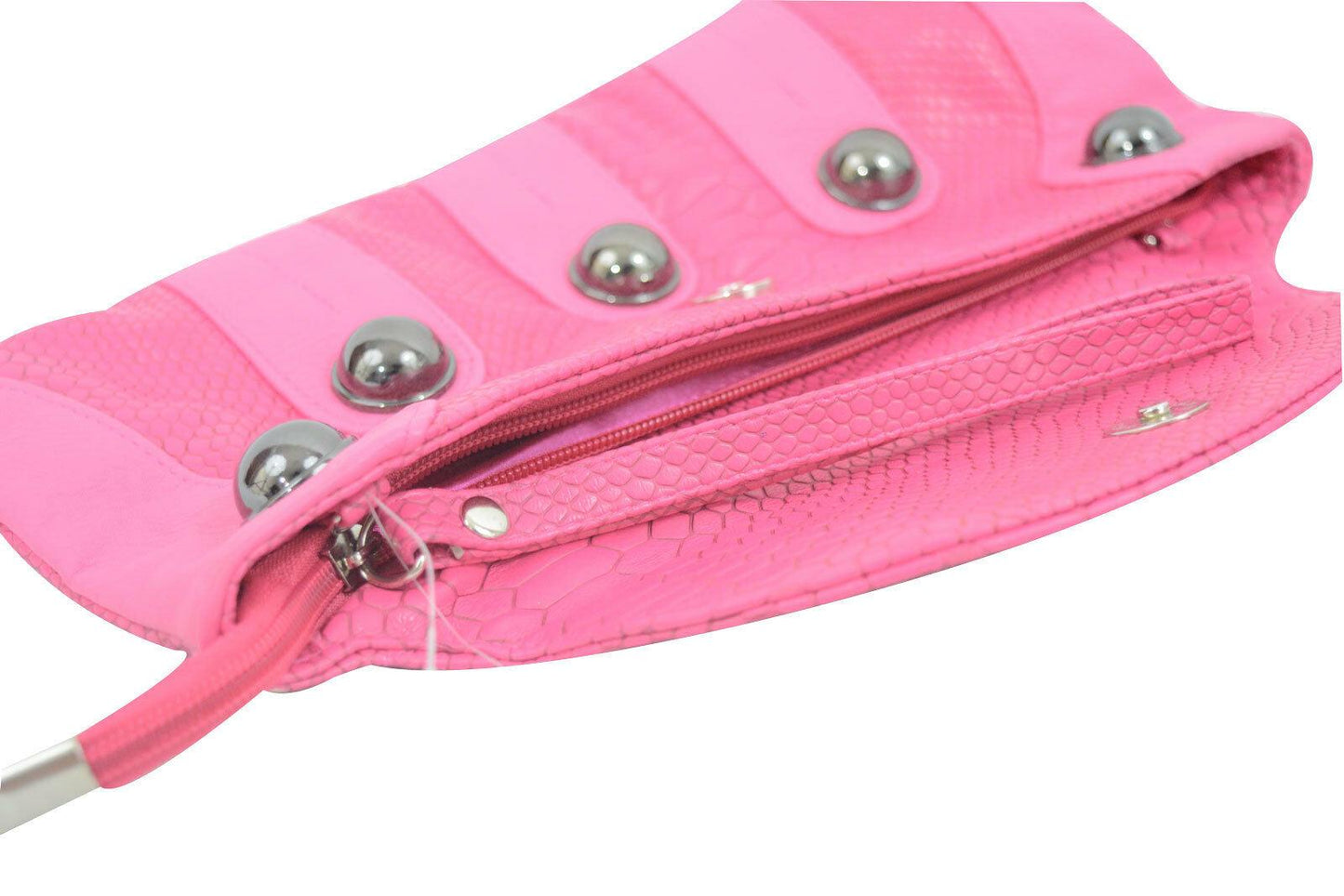 Ladies Girls Pink Crocodile Leather Purse Clutch Wallet Designer Wristlet Handba - Labreeze