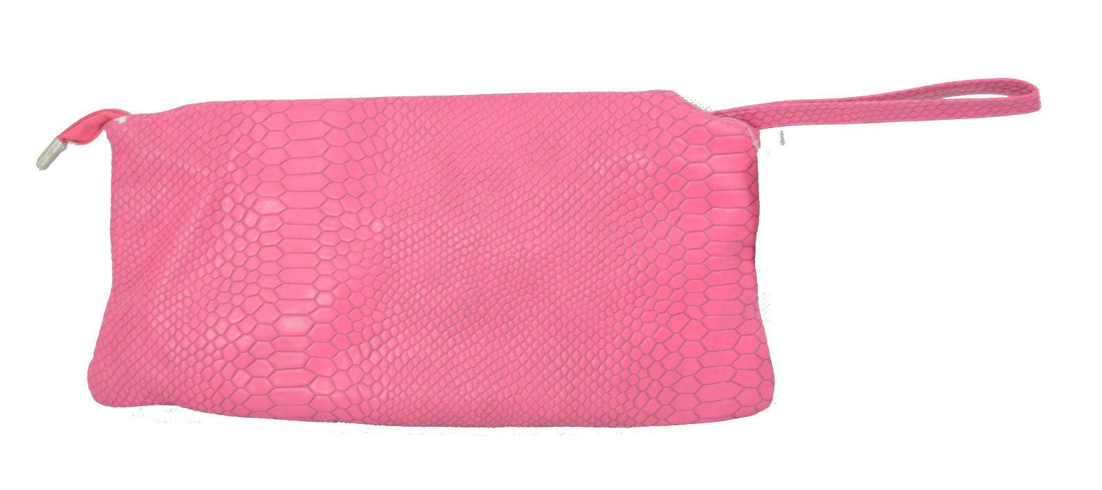 Ladies Girls Pink Crocodile Leather Purse Clutch Wallet Designer Wristlet Handba - Labreeze