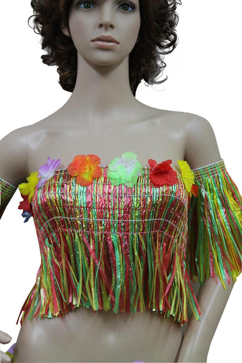 Ladies Hawaiian Inflatable Hula Skirt Bra Beach Party Summer Holiday Outfit - Labreeze