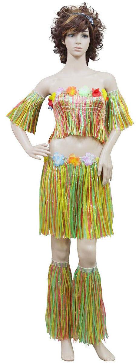 Ladies Hawaiian Inflatable Hula Skirt Bra Beach Party Summer Holiday Outfit - Labreeze