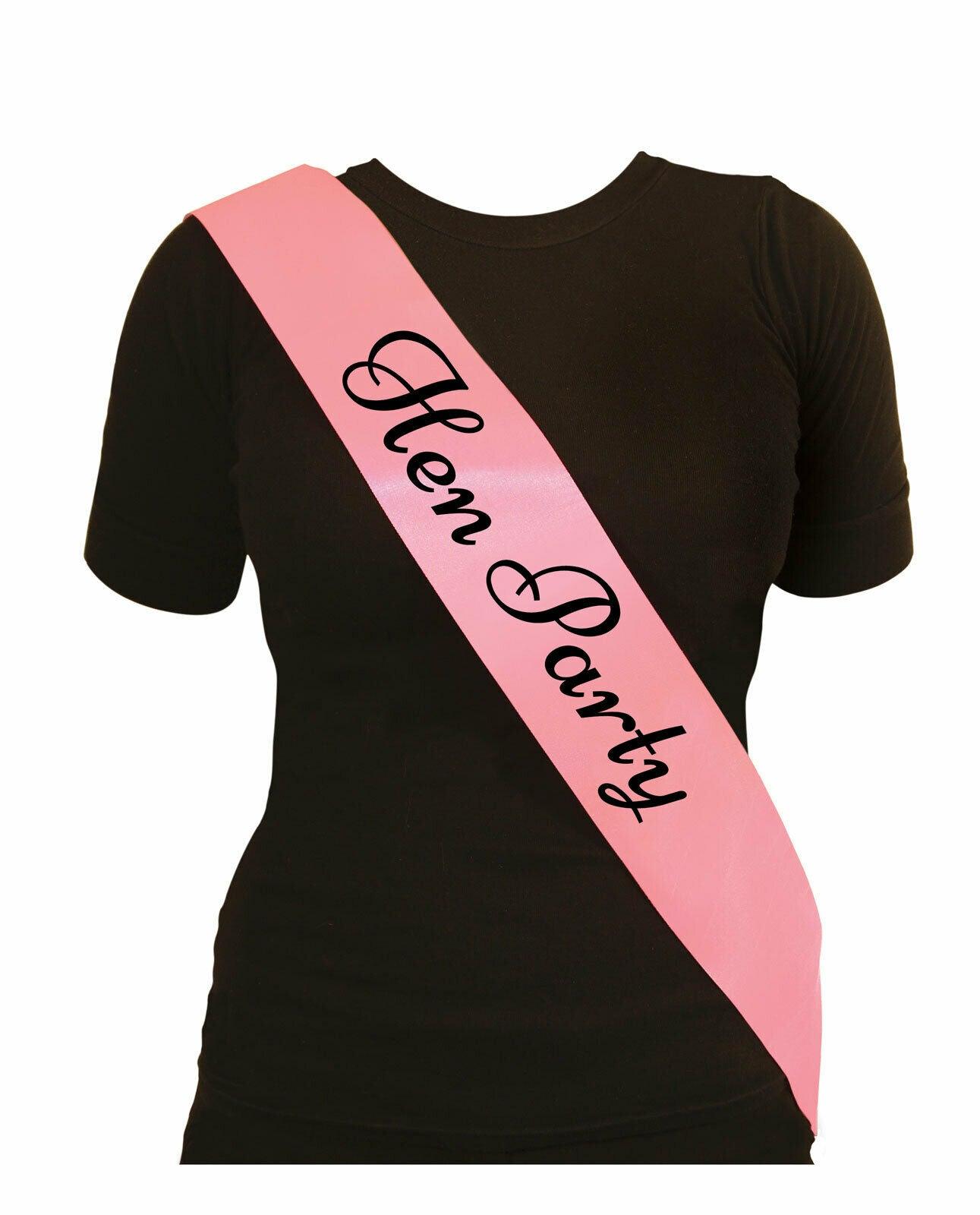 Ladies Hen Party Pink Sash with Black Text Hen Night Party Fancy Dress Accessory - Labreeze