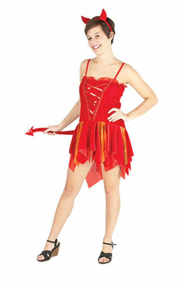 Ladies Hot Red Sexy Devils Delight Costume Halloween Party Witch Outfit - Labreeze