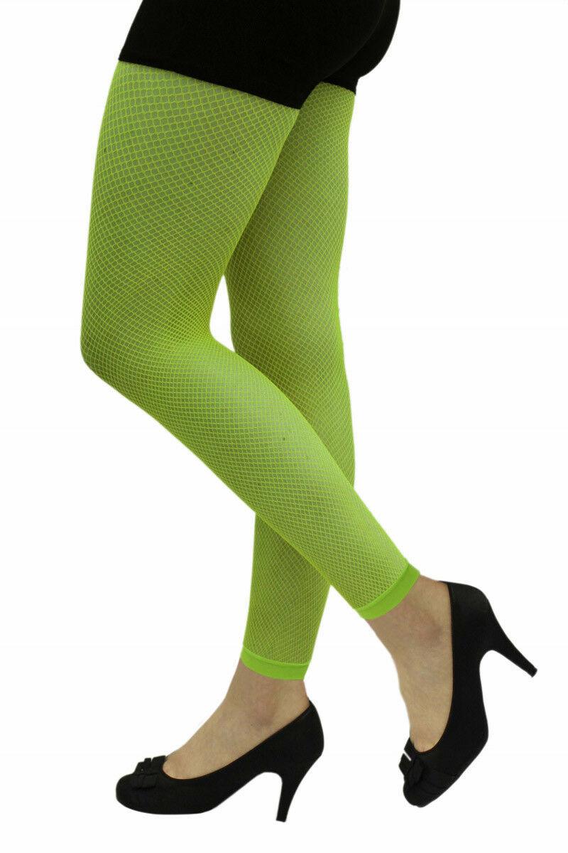 Ladies Neon Colours Fishnet Footless Tights 80's Dance Party Tights - Labreeze