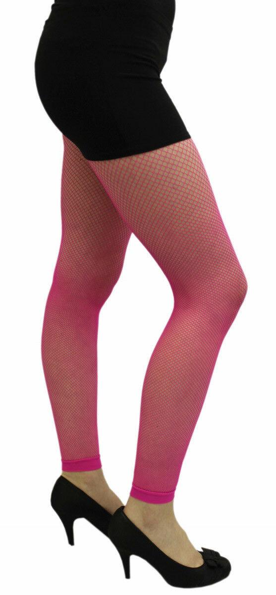 Ladies Neon Colours Fishnet Footless Tights 80's Dance Party Tights - Labreeze