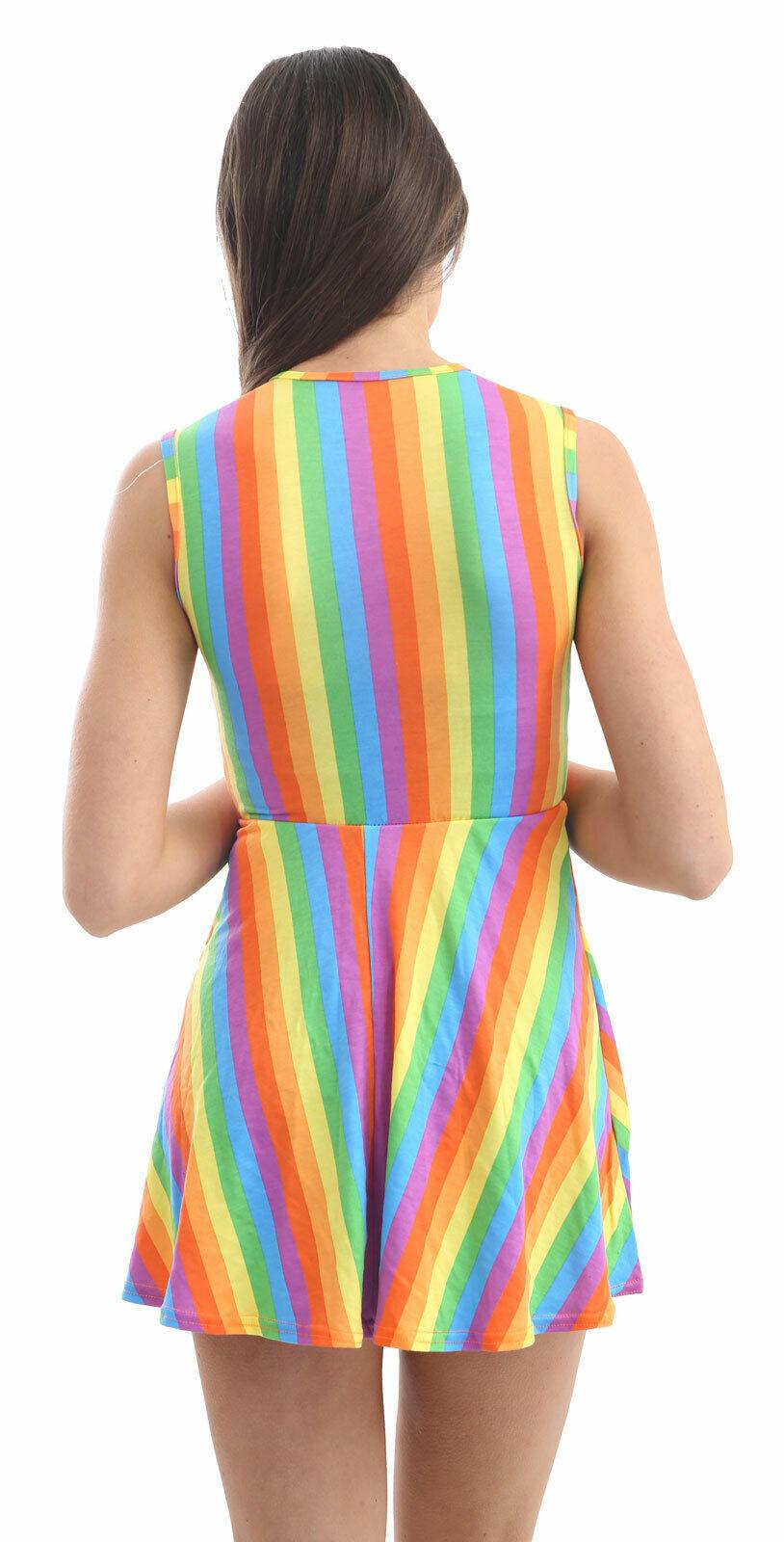 Ladies Skater Dress Rainbow Sleeveless Gay Pride Women’s Flared Fancy Dress - Labreeze