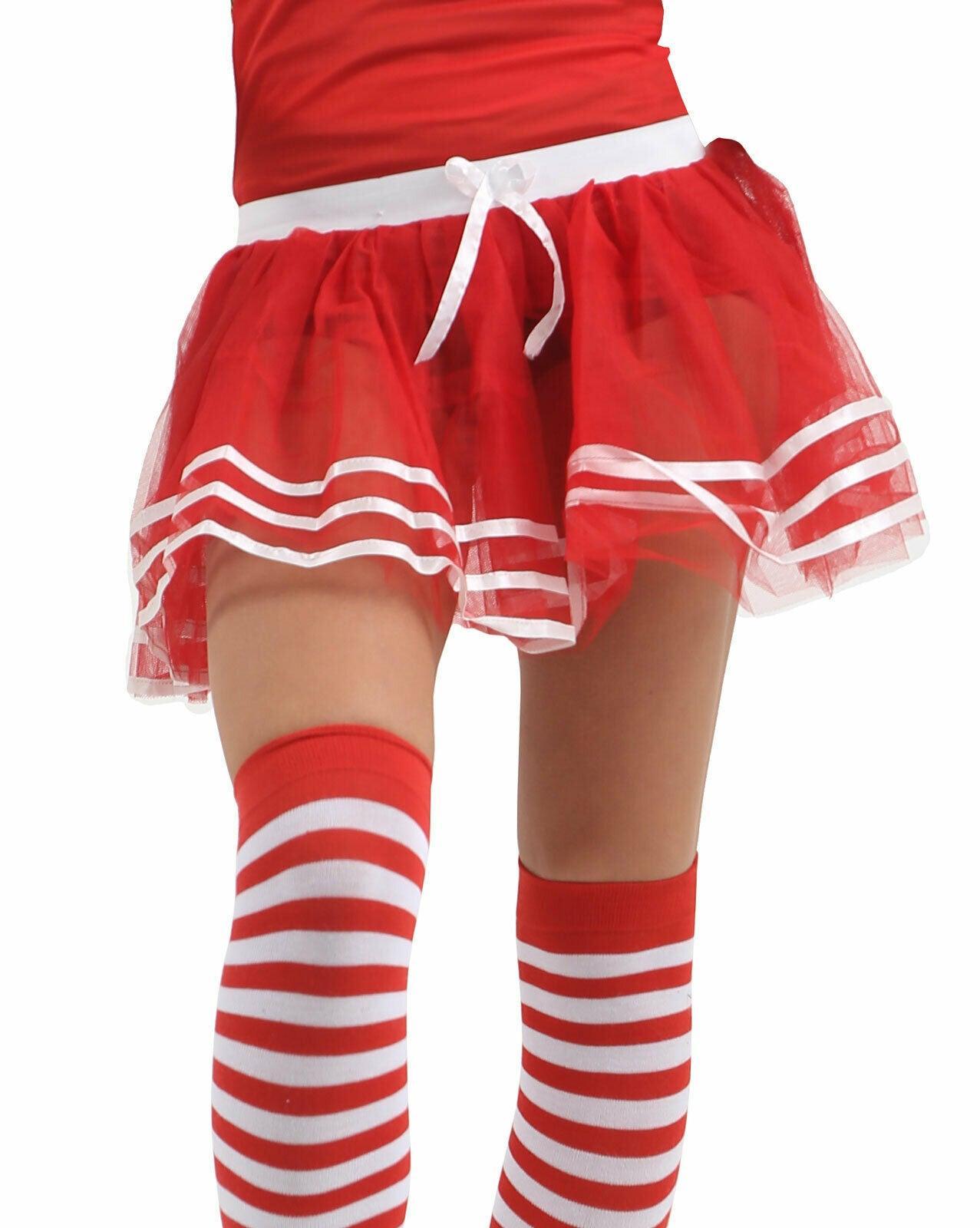 Ladies Women’s Cheers Tutu Skirt with Bow Cheerleader Fancy Dress Costume - Labreeze