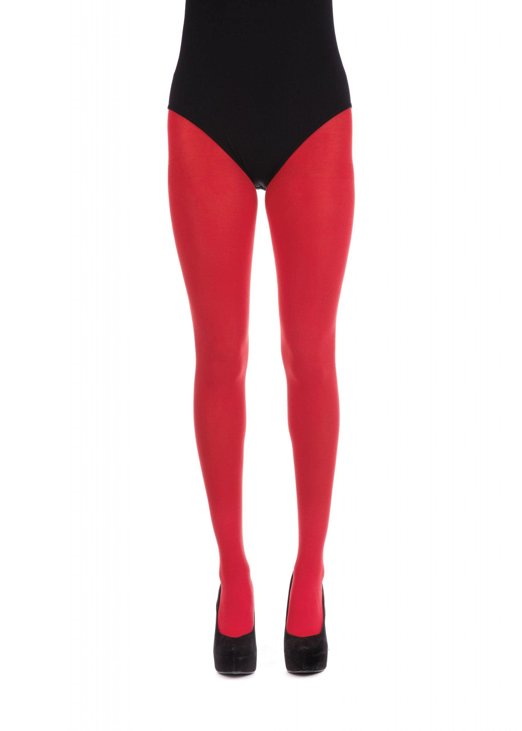 Ladies Womens Coloured Fashion Opaque Tights in red - Labreeze