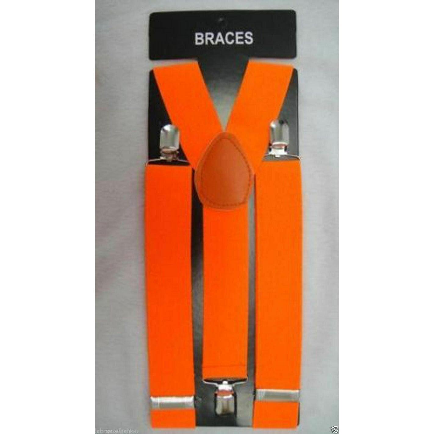 MEN ADJUSTABLE SLIM PRINTED BRACES TROUSER SUSPENDERS (Orange) - Labreeze