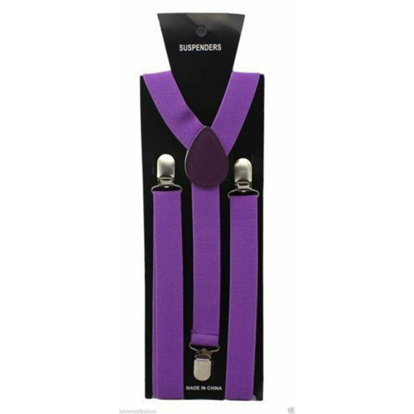 MEN ADJUSTABLE SLIM PRINTED BRACES TROUSER SUSPENDERS (Purple) - Labreeze