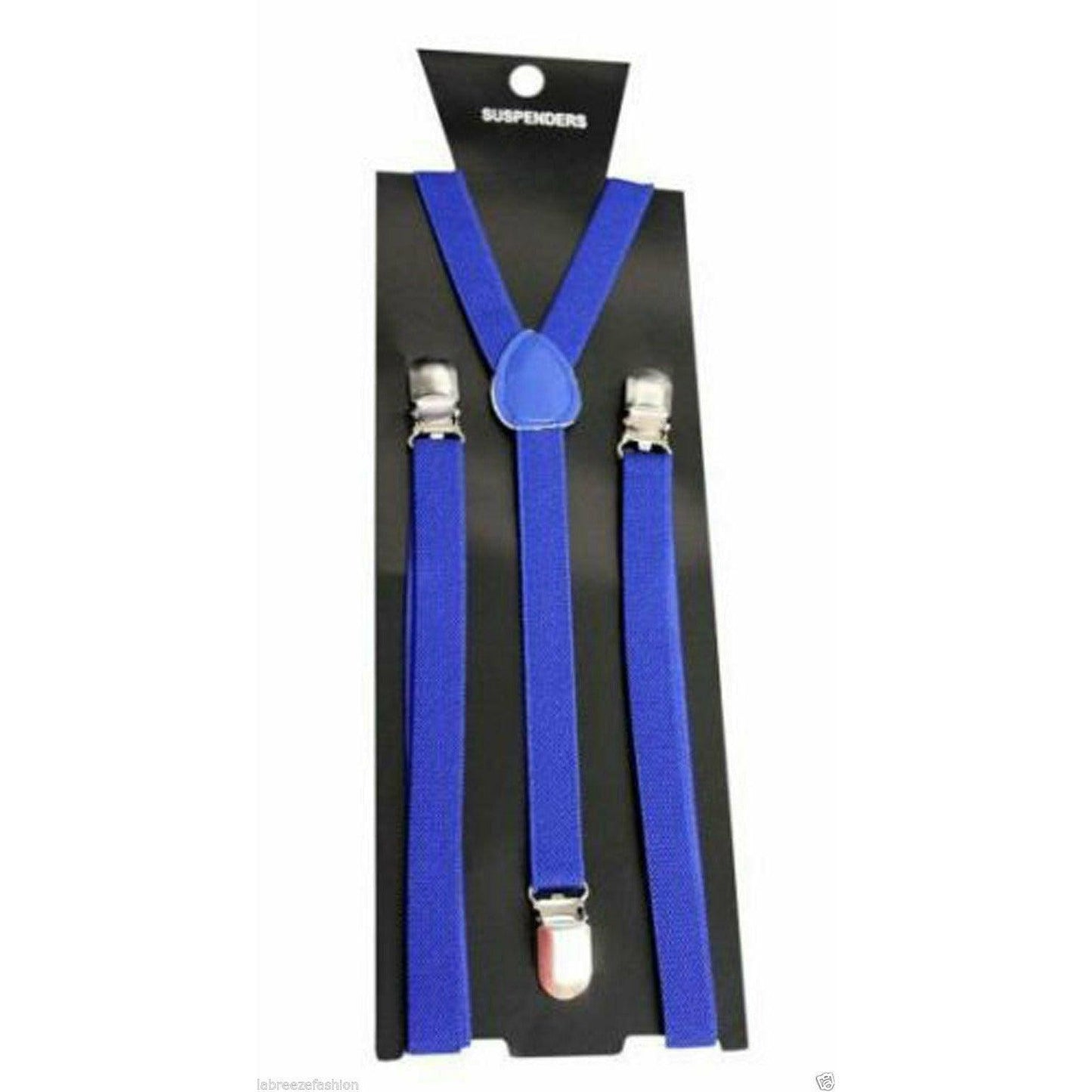 MEN ADJUSTABLE SLIM PRINTED BRACES TROUSER SUSPENDERS (Royal Blue) - Labreeze