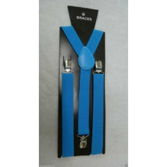 MEN ADJUSTABLE SLIM PRINTED BRACES TROUSER SUSPENDERS (Turquoise) - Labreeze