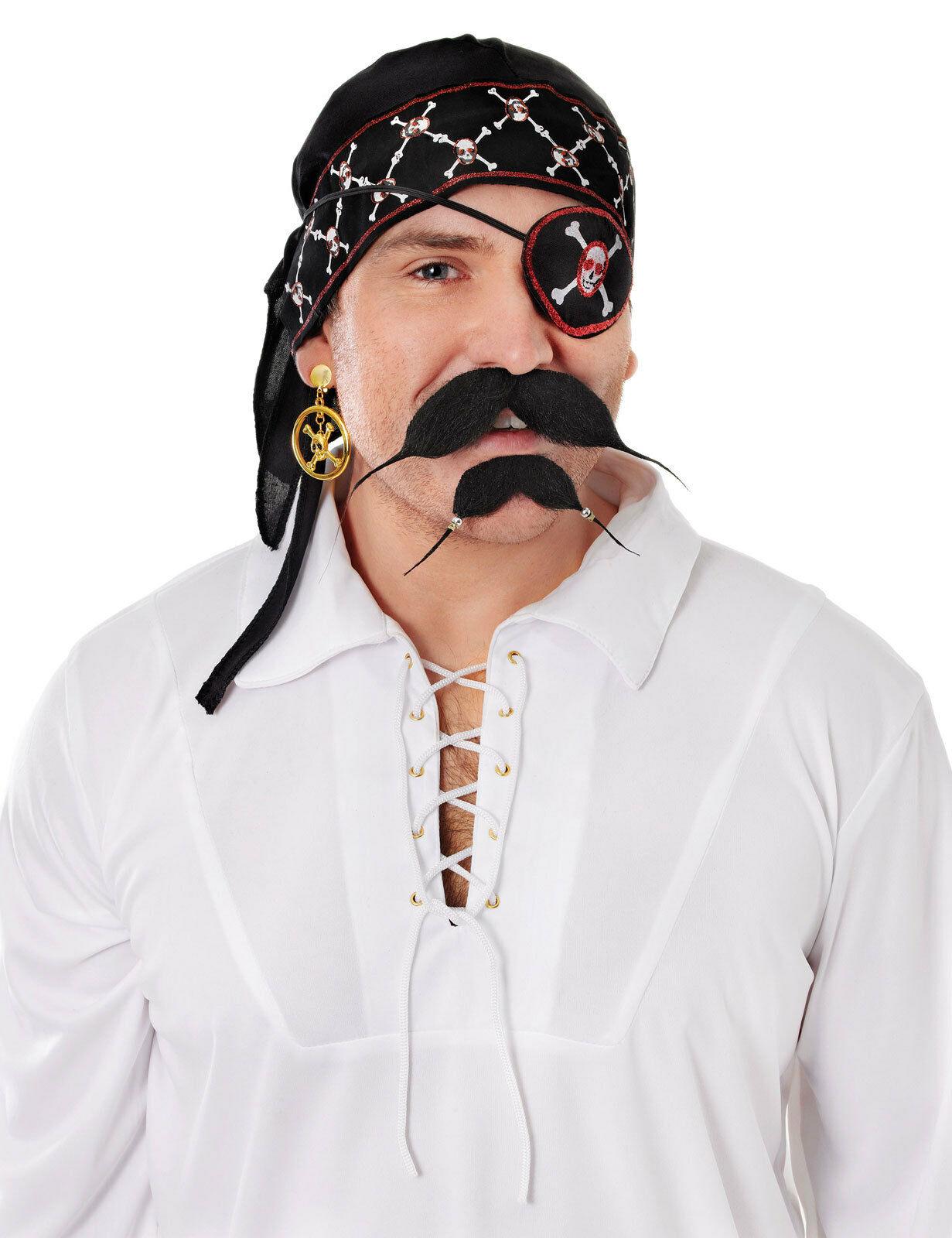 Men Caribbean Bandana Deluxe Black Model Pirates Fancy Outfit Accessory - Labreeze