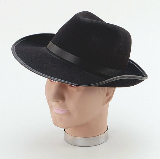 Men’s 1920s Razzle Black Felt Gangster Al-Capone Hat Adult’s Fancy Dress - Labreeze