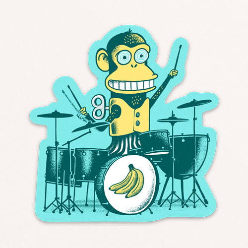 Wound up monkey Sticker