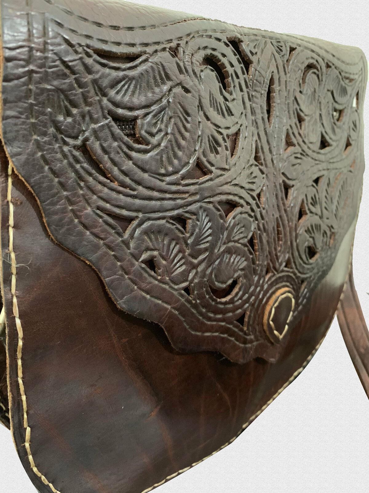 Moroccan Leather Handmade Small Brown Saddler Travel Bag Shoulder Bag - Labreeze