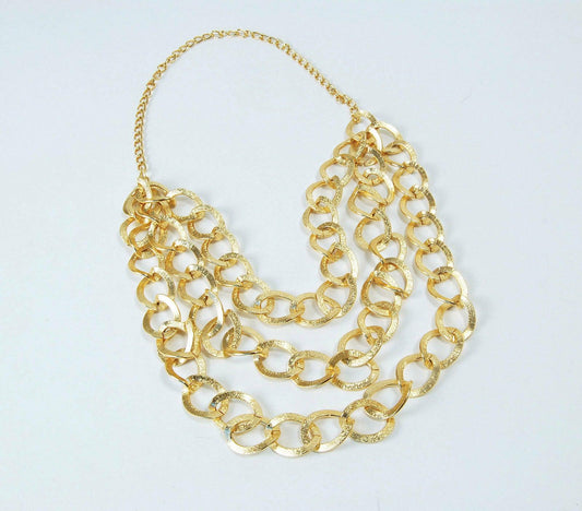 Mr Bling Chunky Gold Chain with Three Strands 1970’s Fancy Dress Accessory - Labreeze