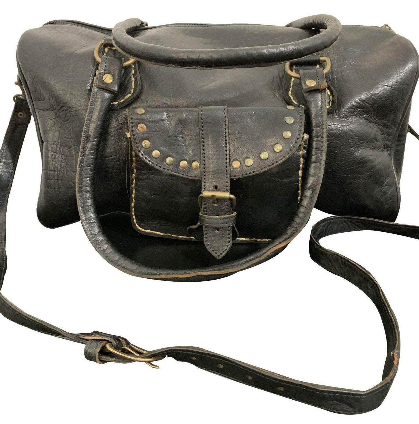 One Small Zip Pocket Inside and One Outside With Buckle Moroccan Real Leather Ha - Labreeze