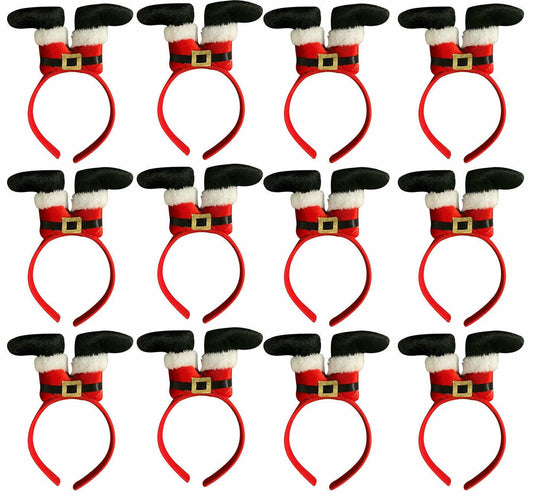 Pack of 12 Santa legs upside Down Aliceband Christmas Fancy Dress Headband - Labreeze