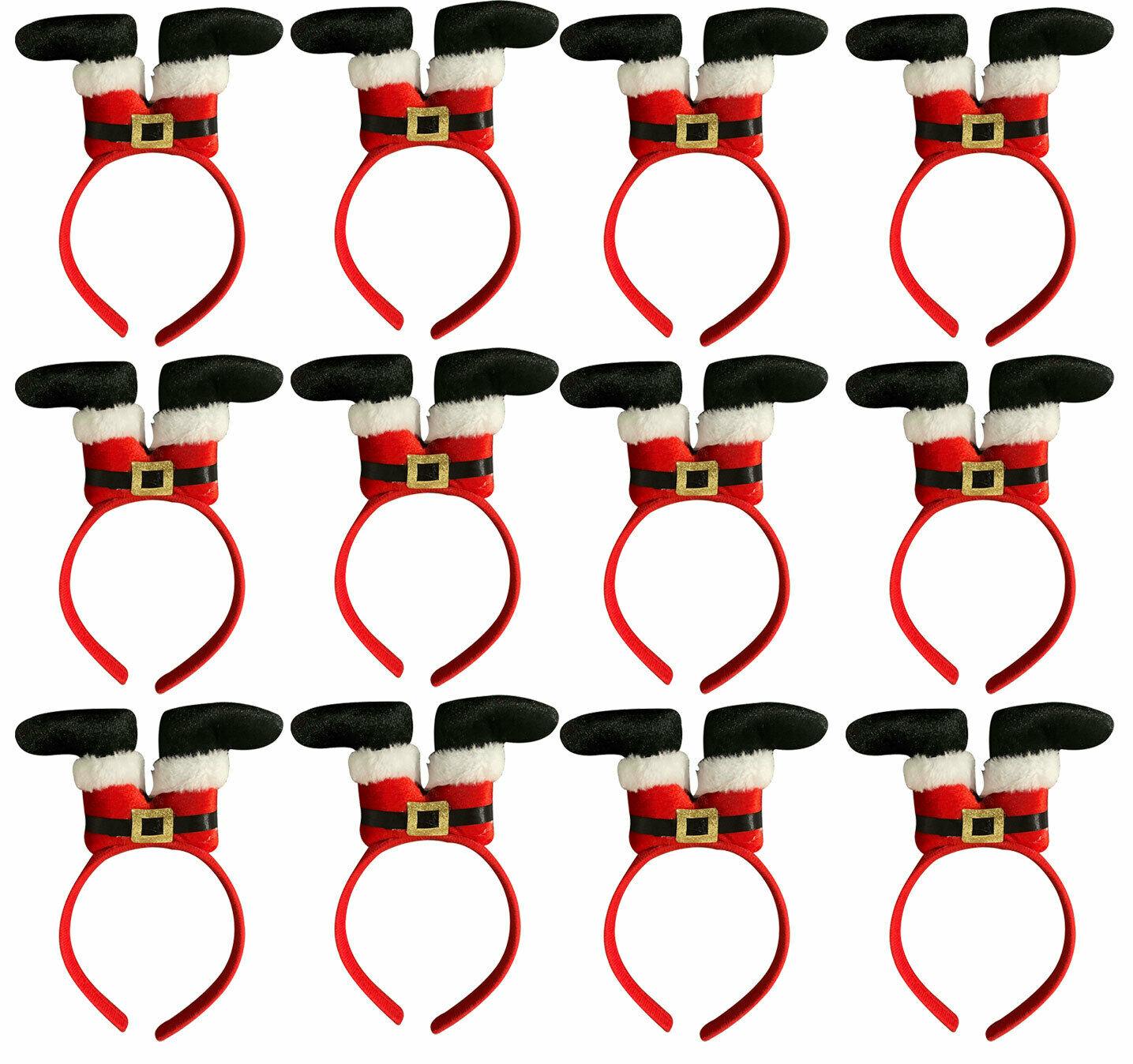 Pack of 12 Santa legs upside Down Aliceband Christmas Fancy Dress Headband - Labreeze