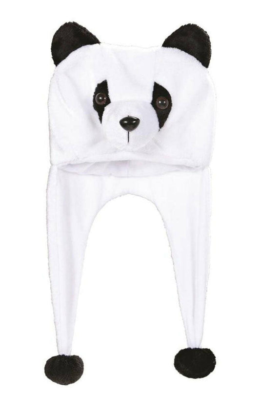 Panda Bear Animal Plush Fluffy Hooded Hat Beanie Earmuff Party Dress Up Cap - Labreeze