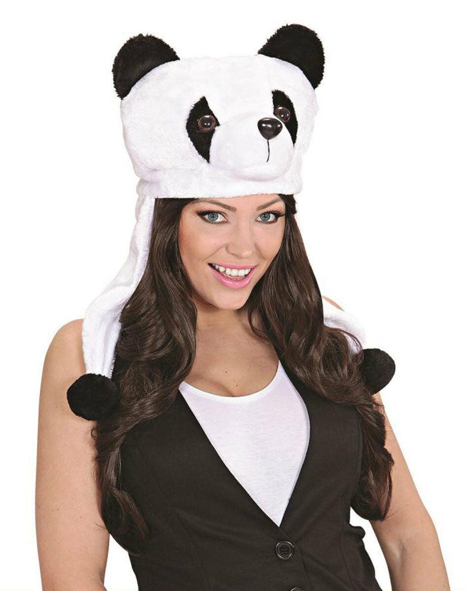 Panda Bear Animal Plush Fluffy Hooded Hat Beanie Earmuff Party Dress Up Cap - Labreeze