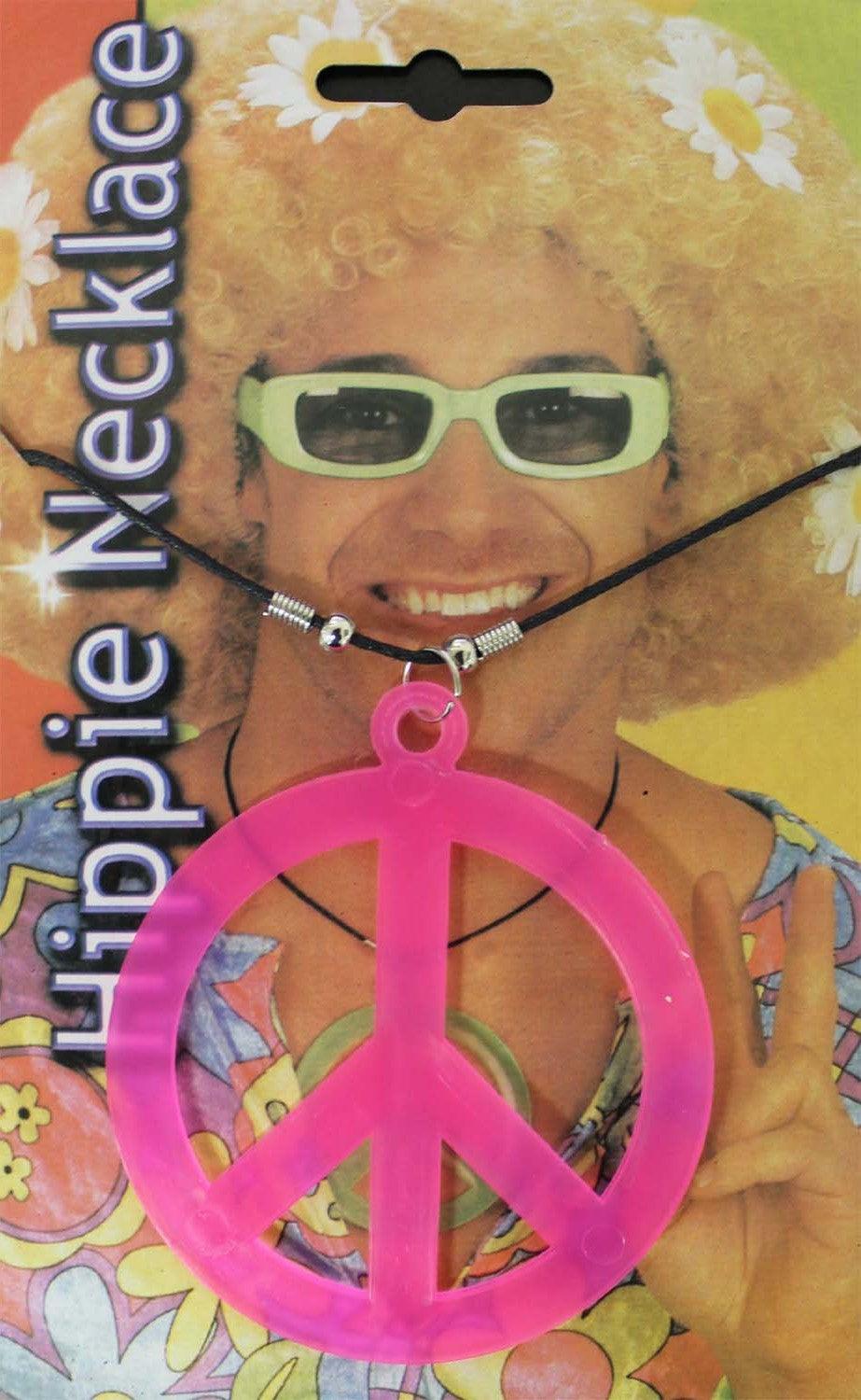 Peace Sign Hippie Necklace Pink - Labreeze