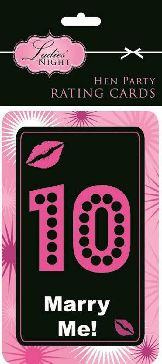 Pink Hen Night Party Male Rating Cards Pack of 10 Fancy Dress Party Accessory - Labreeze