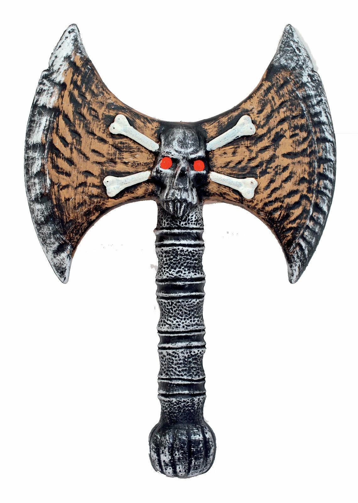 Plastic Viking Skull Axe 33 Cm Halloween ancient Fancy Dress Party Decoration To - Labreeze