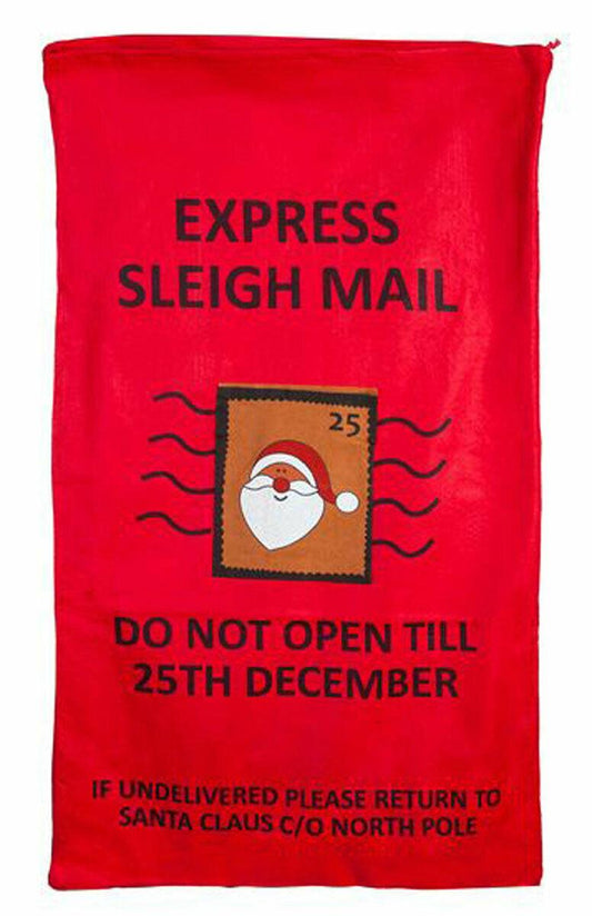 Plush Jumbo Santa Sack Mail Print 45x67cm Christmas Xmas Secret Santa Accessory - Labreeze