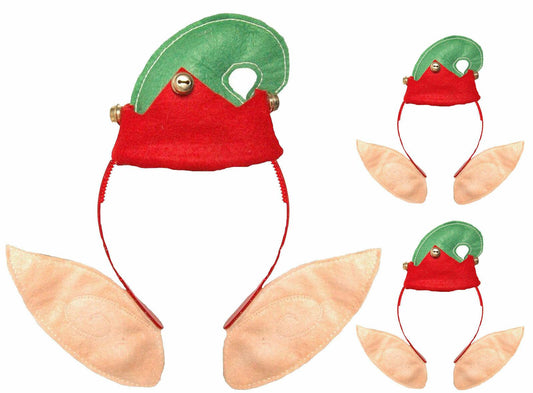 Santa Helper Elf Head Boppers Christmas Xmas Fancy Dress Headband Pack of 3 - Labreeze