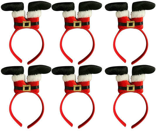 Santa legs upside Down Aliceband Red Christmas Fancy Dress Party Pack of 6 - Labreeze