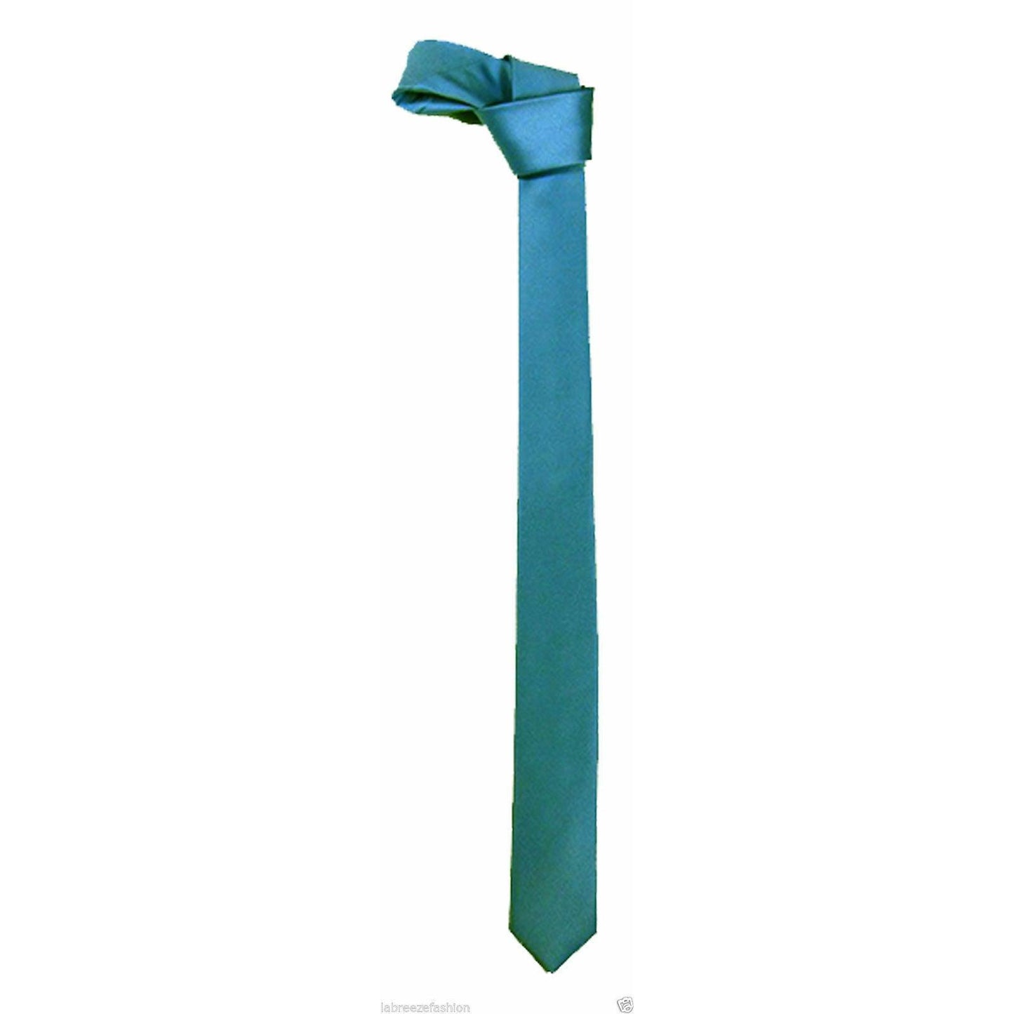 Solid Color Plain & Striped Slim Skinny Satin Tie Necktie - Labreeze