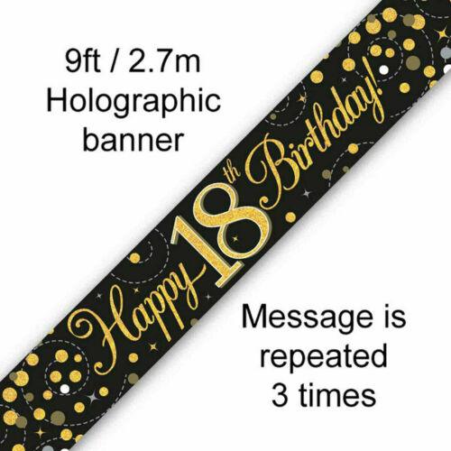 Sparkling Fizz Banner Black Gold Happy Birthday Holographic Party Decorations - Labreeze