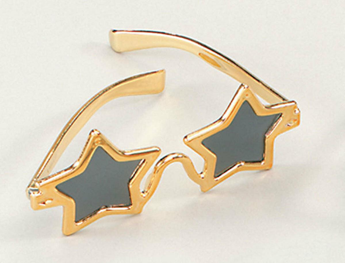 Star Glasses 70s 80s Elton John Rock Gold & Silver Fancy Dress Party Sunglasses - Labreeze